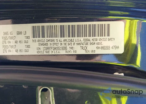 2019 Ram 1500 Classic Express 4X4 6'4 Box from USA, damaged, VIN 1C6RR7FG0KS519395